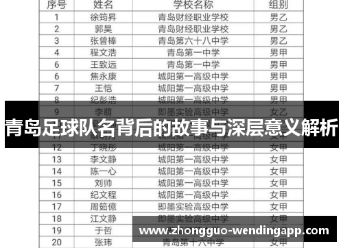 青岛足球队名背后的故事与深层意义解析