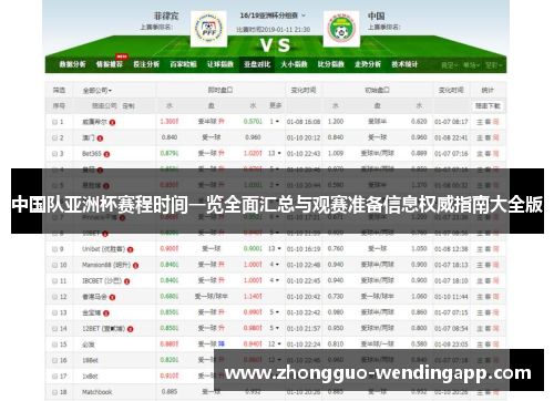 中国队亚洲杯赛程时间一览全面汇总与观赛准备信息权威指南大全版